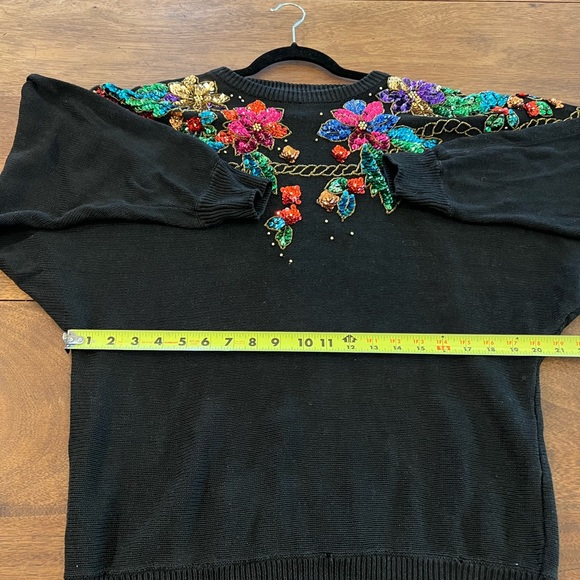 Vintage 80's 90's sequins Diana Marco Black Sweater sz 24 medium large - Picture 10 of 12